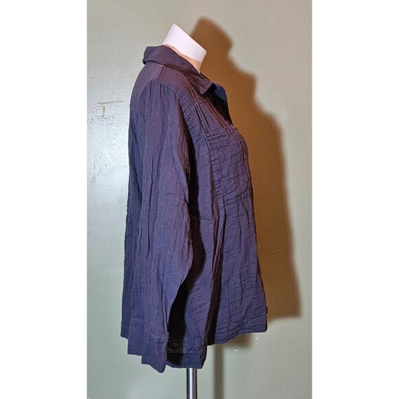 Calme by Johnny Was Double Pocket Shacket Long Sleeve Shirt Gauze Graphite Sz M - Picture 3 of 10